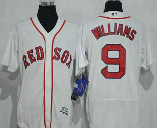 Men's Boston Red Sox #9 Ted Williams Retired White Stitched MLB 2016 Majestic Flex Base Jersey