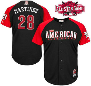 American League Detroit Tigers #28 J. D. Martinez 2015 MLB All-Star Black Jersey