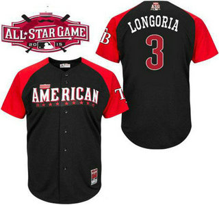 American League Tampa Bay Rays #3 Evan Longoria Black 2015 All-Star Game Player Jersey