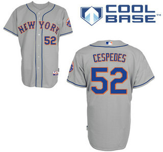 Men's New York Mets #52 Yoenis Cespedes Away Gray MLB Cool base Jersey