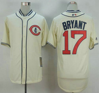 Men's Chicago Cubs #17 Kris Bryant Cream 1929 Turn Back The Clock Jersey