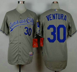 Men's Kansas City Royals #30 Yordano Ventura Gray Jersey