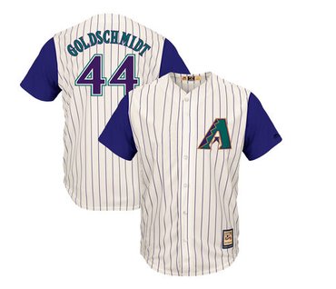 Men's Arizona Diamondbacks#44 Paul Goldschmidt Majestic CreamPurple Cooperstown Collection Cool Base Player Jersey